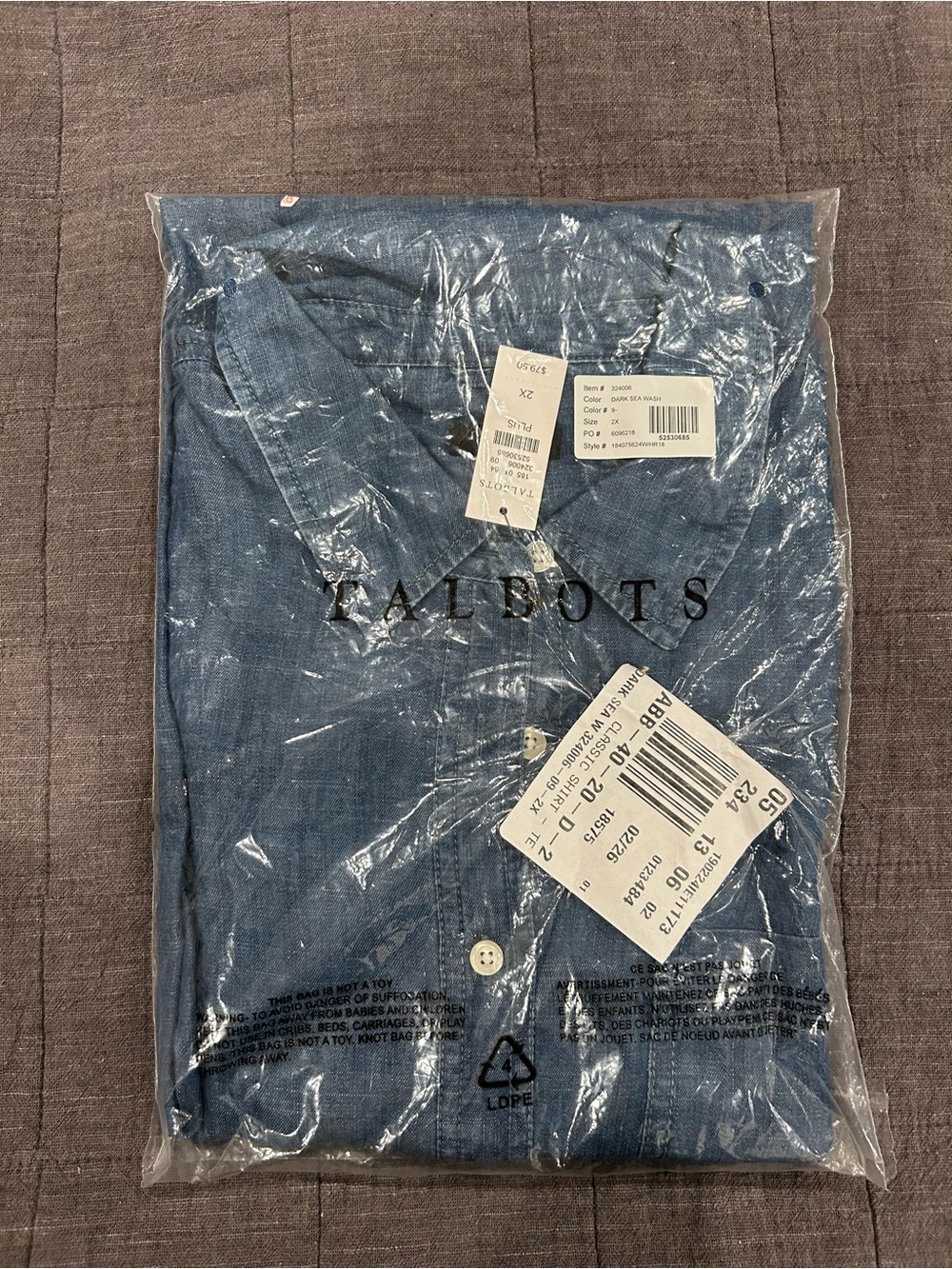 Talbots Light Blue denim look Button-Down Shirt - Picture 2 of 4